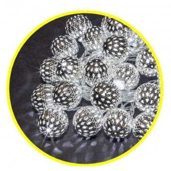 Гирлянда новогодняя светодиодная NAVIGATOR NGF-D004-30CW-230-серебряные шарики (металл) Гирлянда новогодняя светодиодная NAVIGATOR NGF-D004-30CW-230-серебряные шарики (металл)