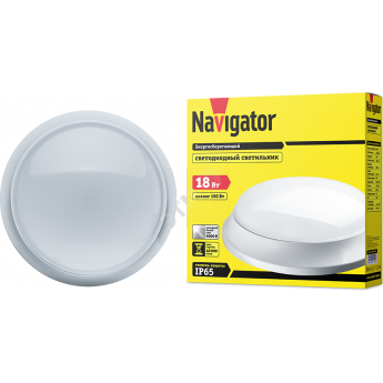 Светильник NAVIGATOR ДБП-18w 4000К 2400Лм светодиодный с блоком аварийного питания IP65 круглый пластиковый белый Светильник NAVIGATOR ДБП-18w 4000К 2400Лм светодиодный с блоком аварийного питания IP65 круглый пластиковый белый