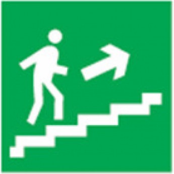 Аварийная наклейка NAVIGATOR серии NL-150x150W-E15 "Направление к эвакуационному выходу направо вверх"