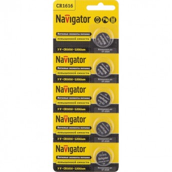 Батарейки NAVIGATOR серии NBT-CR1616-BP5 литиевые Батарейки NAVIGATOR серии NBT-CR1616-BP5 литиевые