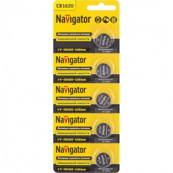 Батарейки NAVIGATOR серии NBT-CR1620-BP5 литиевые Батарейки NAVIGATOR серии NBT-CR1620-BP5 литиевые
