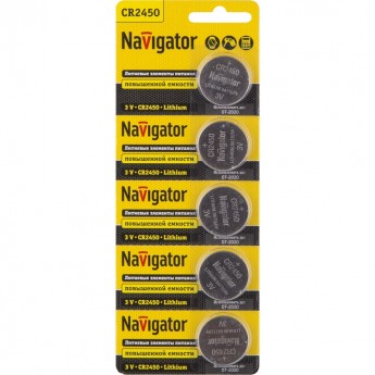 Батарейки NAVIGATOR серии NBT-CR2450-BP5 литиевые Батарейки NAVIGATOR серии NBT-CR2450-BP5 литиевые