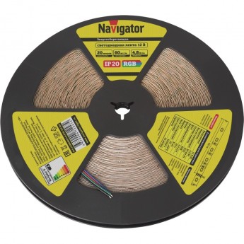 Светодиодная лента NAVIGATOR серии NLS-3528RGB60-4.8-IP20-12V-R20 Светодиодная лента NAVIGATOR серии NLS-3528RGB60-4.8-IP20-12V-R20